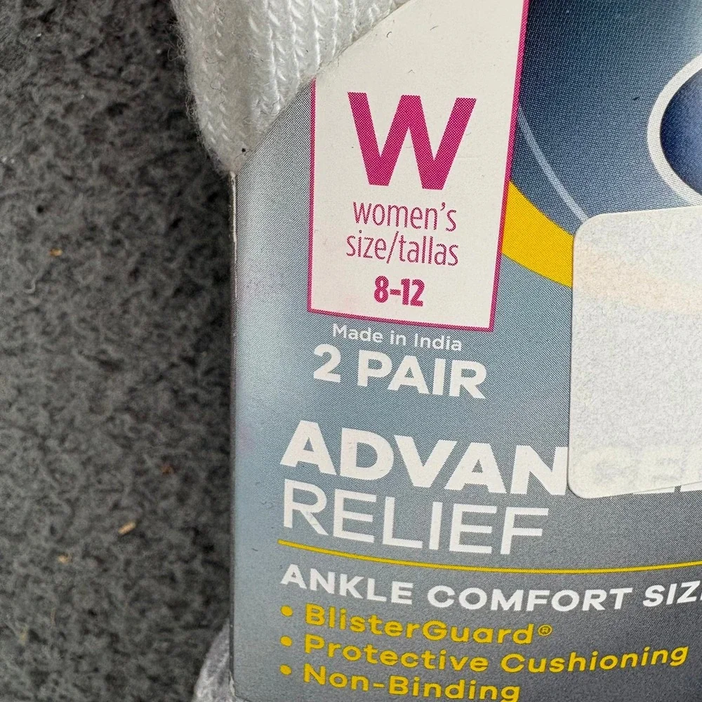 Dr Scholls Womens‎ Advanced Relief Ankle Socks 2 Pair White Size 8-12